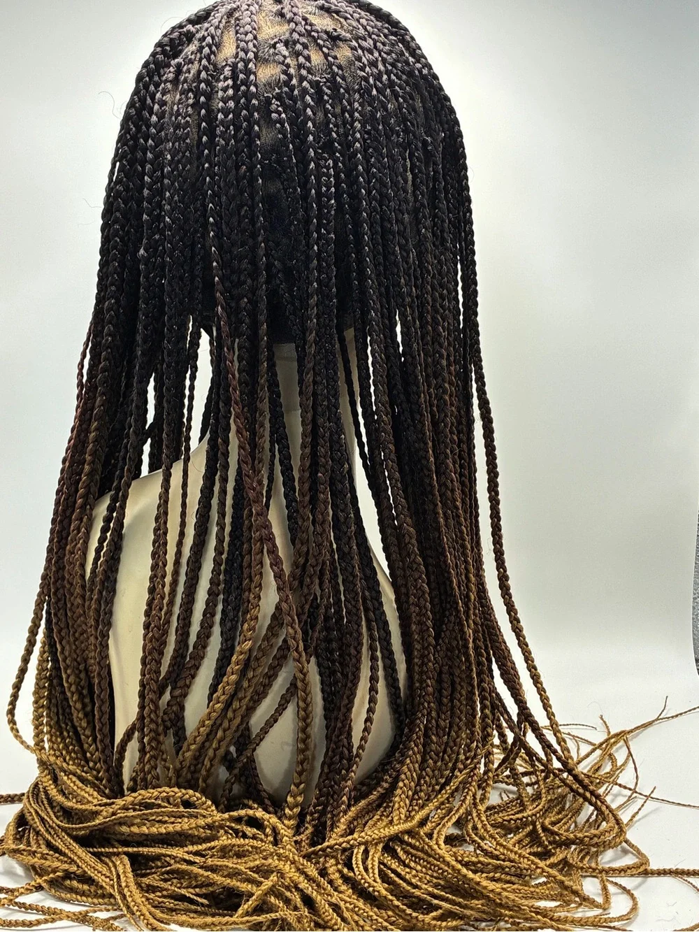 Synthetic Ombre Box Braids Wig - Brown to Honey Blonde - Unbranded